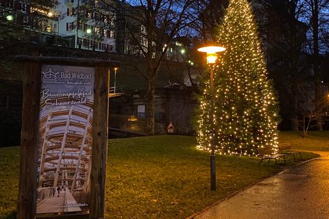 Weihnachtliche Beleuchtung am Kurparkeingang