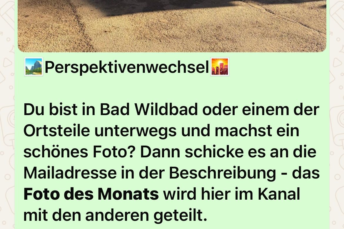 Post im WhatsApp Kanal der Stadt Bad Wildbad